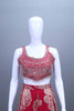 Designer Red Embroidered Crop Top and Palazzo Set