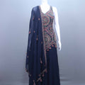 Navy Blue Georgette Embroidered Sharara Set with Dupatta 
