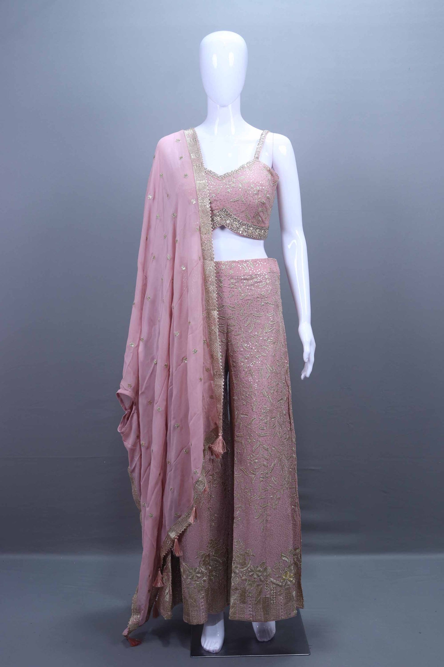 Pink Embroidered Lehenga Choli with Dupatta Set
