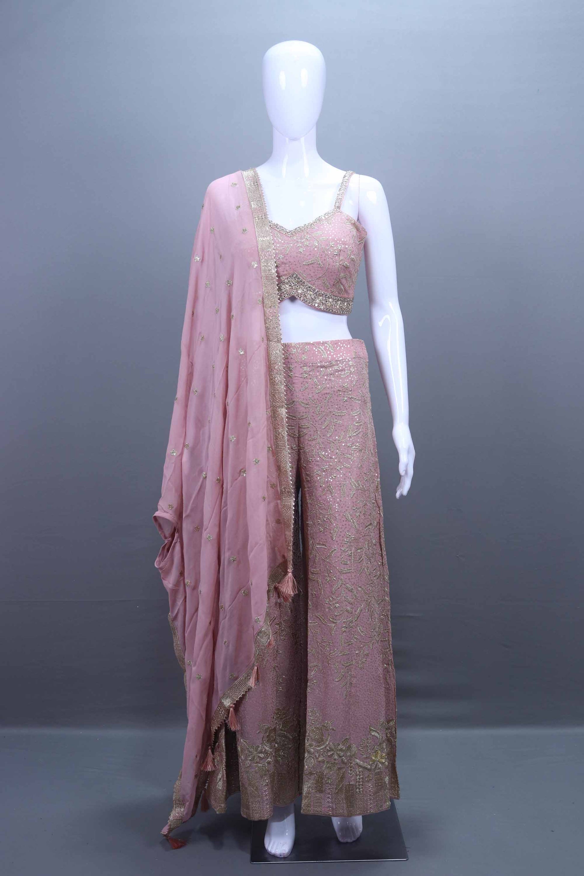 Pink Embroidered Lehenga Choli with Dupatta Set