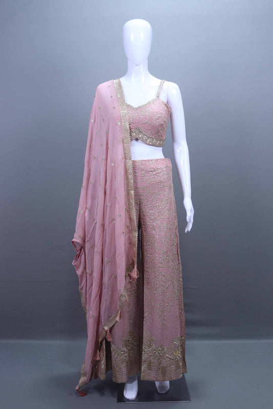 Pink Embroidered Lehenga Choli with Dupatta Set