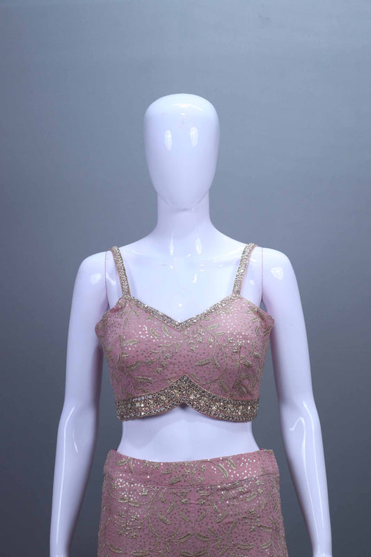 Pink Embroidered Lehenga Choli with Dupatta Set