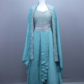 Elegant Aqua Blue Embroidered Lehenga Choli with Dupatta