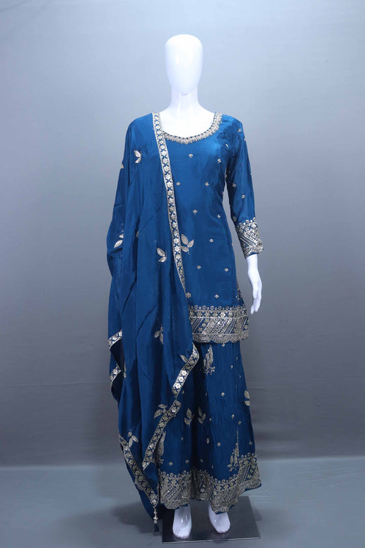 Blue Embroidered  Salwar Suit  with Dupatta Ethnic Wear