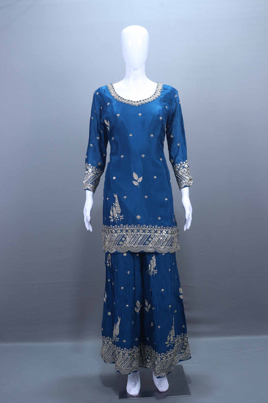 Blue Embroidered Salwar Suit with Dupatta Ethnic Wear