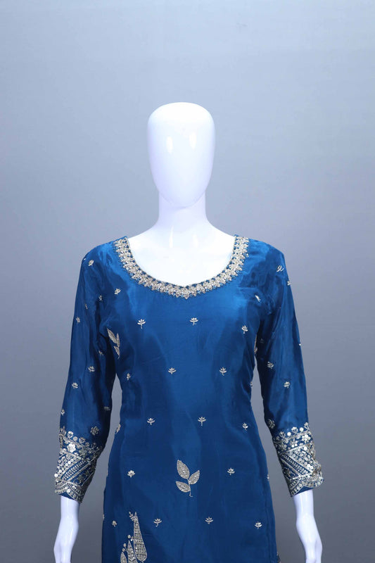 Blue Embroidered Salwar Suit with Dupatta Ethnic Wear