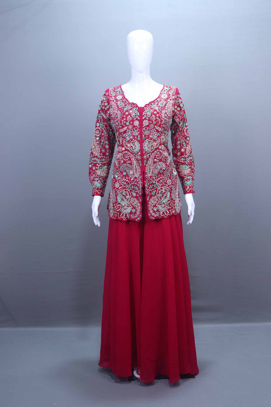 Red Embroidered Salwar Suit with Dupatta Festive Wear