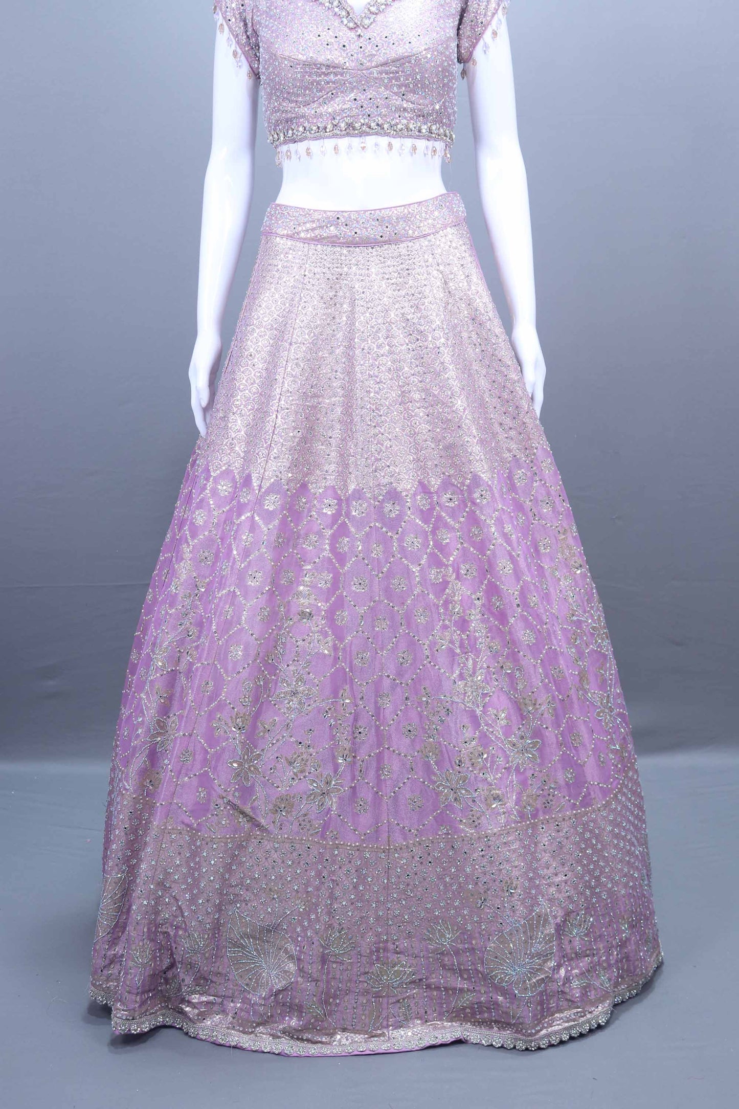 Lavender Embroidered Silk Lehenga Choli Net Dupatta