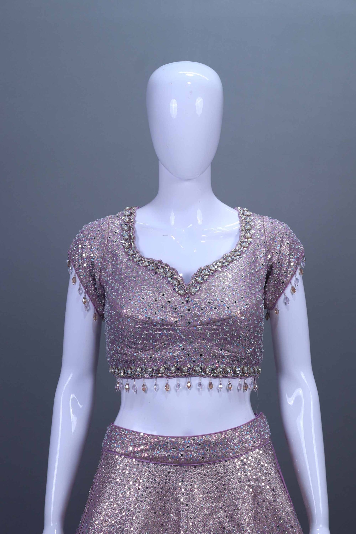 Lavender Embroidered Silk Lehenga Choli Net Dupatta