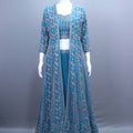 Traditional Blue Crop Top Silver Detailing Perfect Festive Occasions