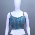 Traditional Blue Crop Top Silver Detailing Perfect Festive Occasions