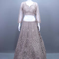 Ivory Bridal Lehenga Choli with Heavy Embroidery Net Dupatta