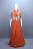 Orange Lehenga Choli Set with Crop Top Jacket Party Wear 