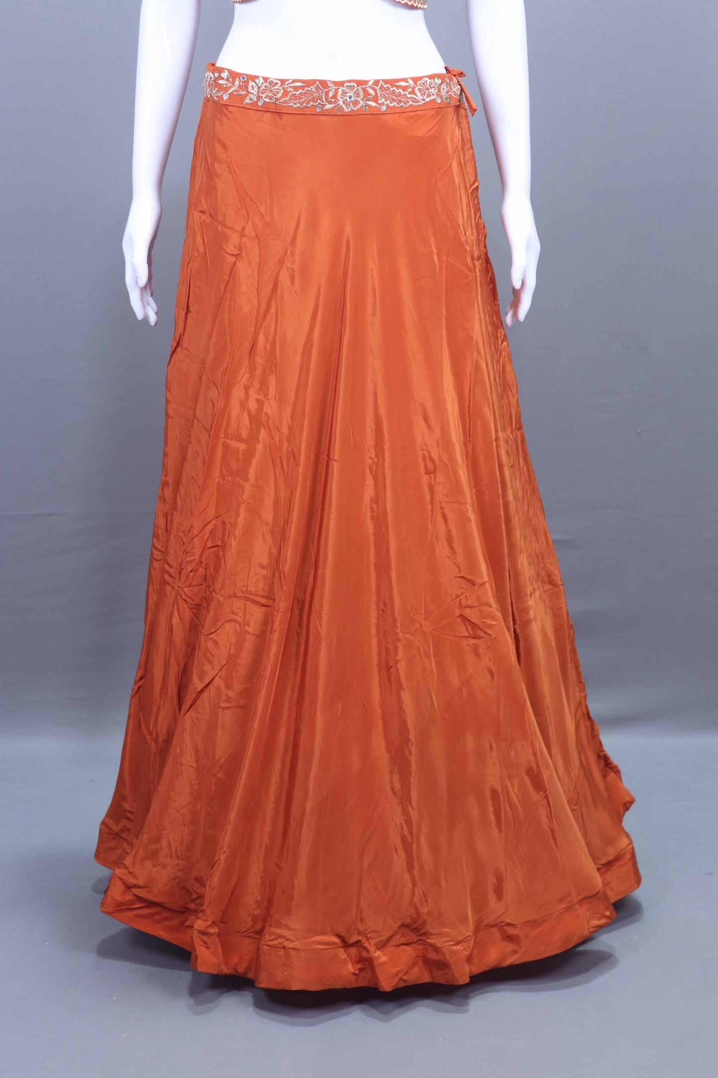 Orange Lehenga Choli Set with Crop Top Jacket Party Wear