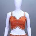 Orange Lehenga Choli Set with Crop Top Jacket Party Wear