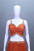 Orange Lehenga Choli Set with Crop Top Jacket Party Wear