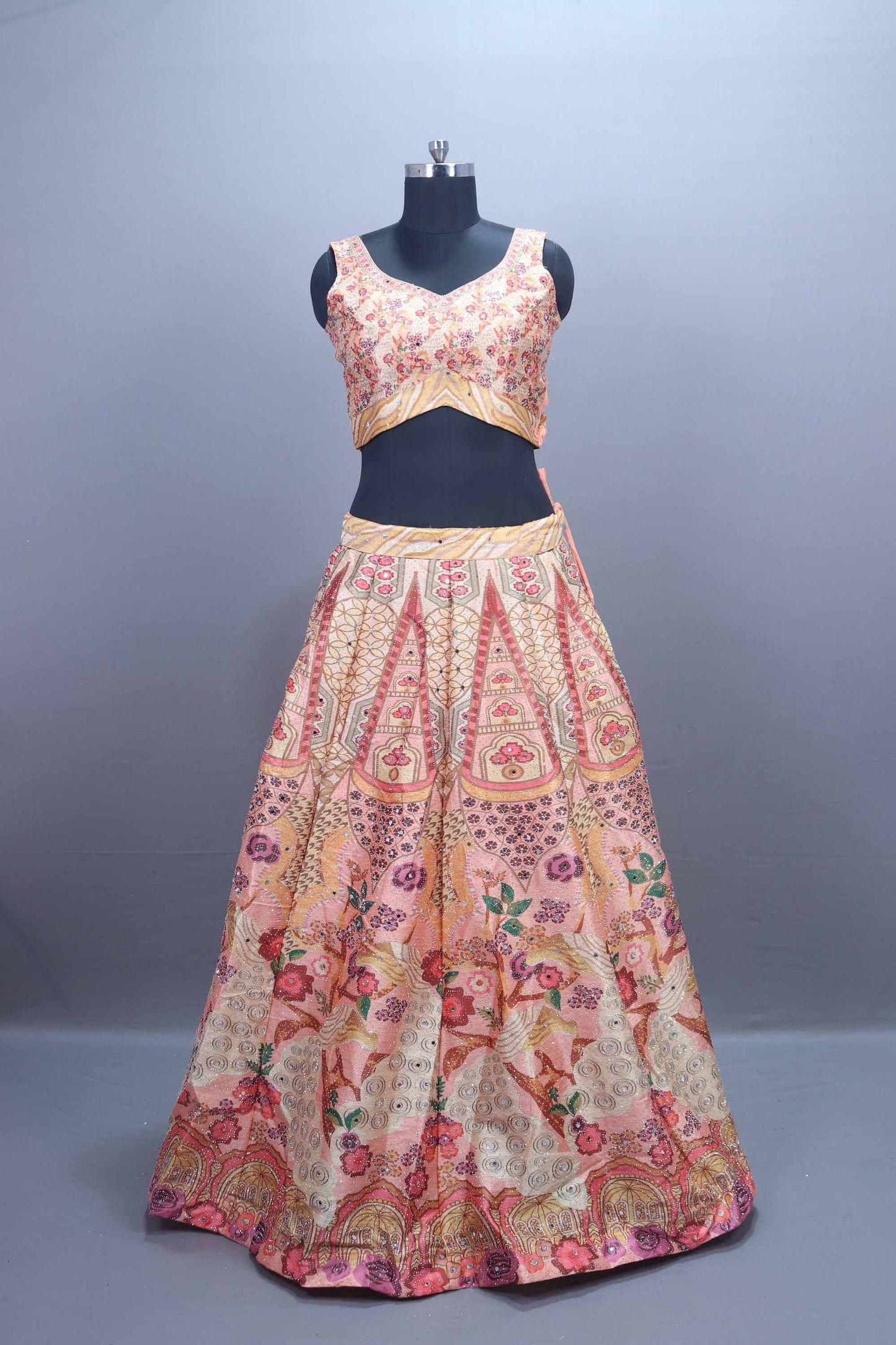 Traditional Pink Embroidered Lehenga Choli Set with Dupatta