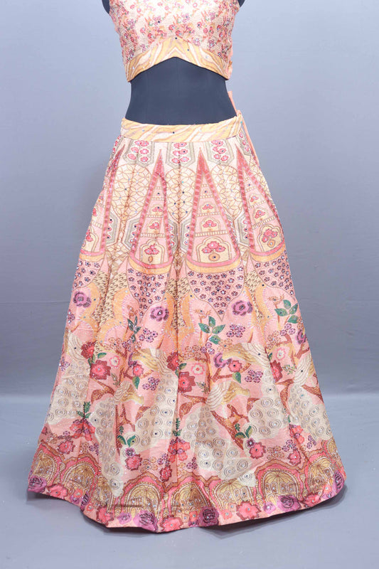 Traditional Pink Embroidered Lehenga Choli Set with Dupatta