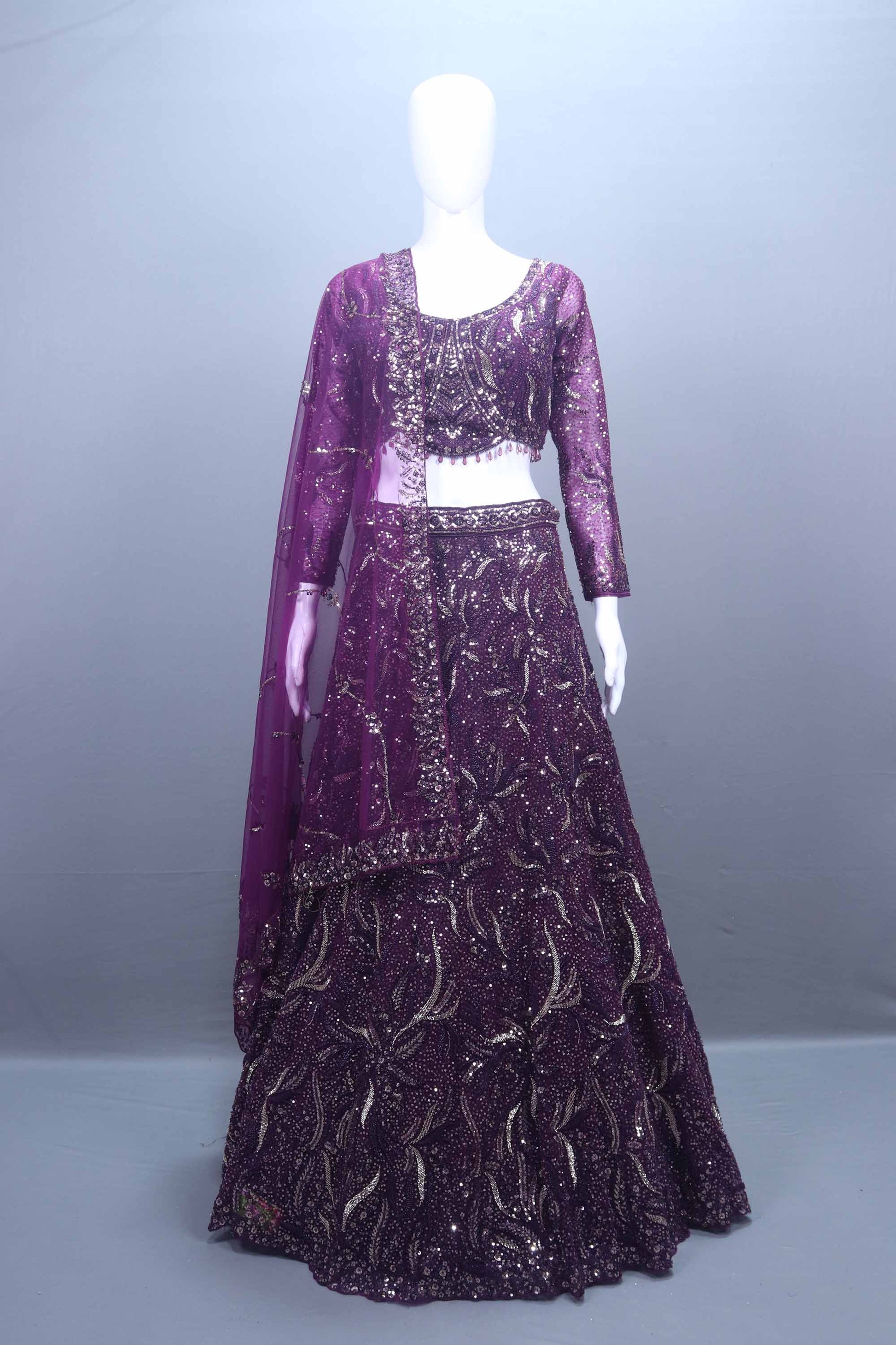 Designer Purple Lehenga Choli with Net Dupatta 