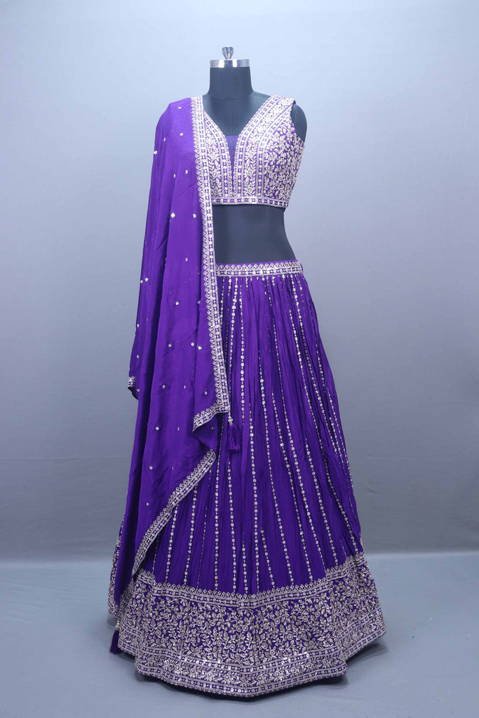 Royal Purple Lehenga Choli with Embroidered Dupatta