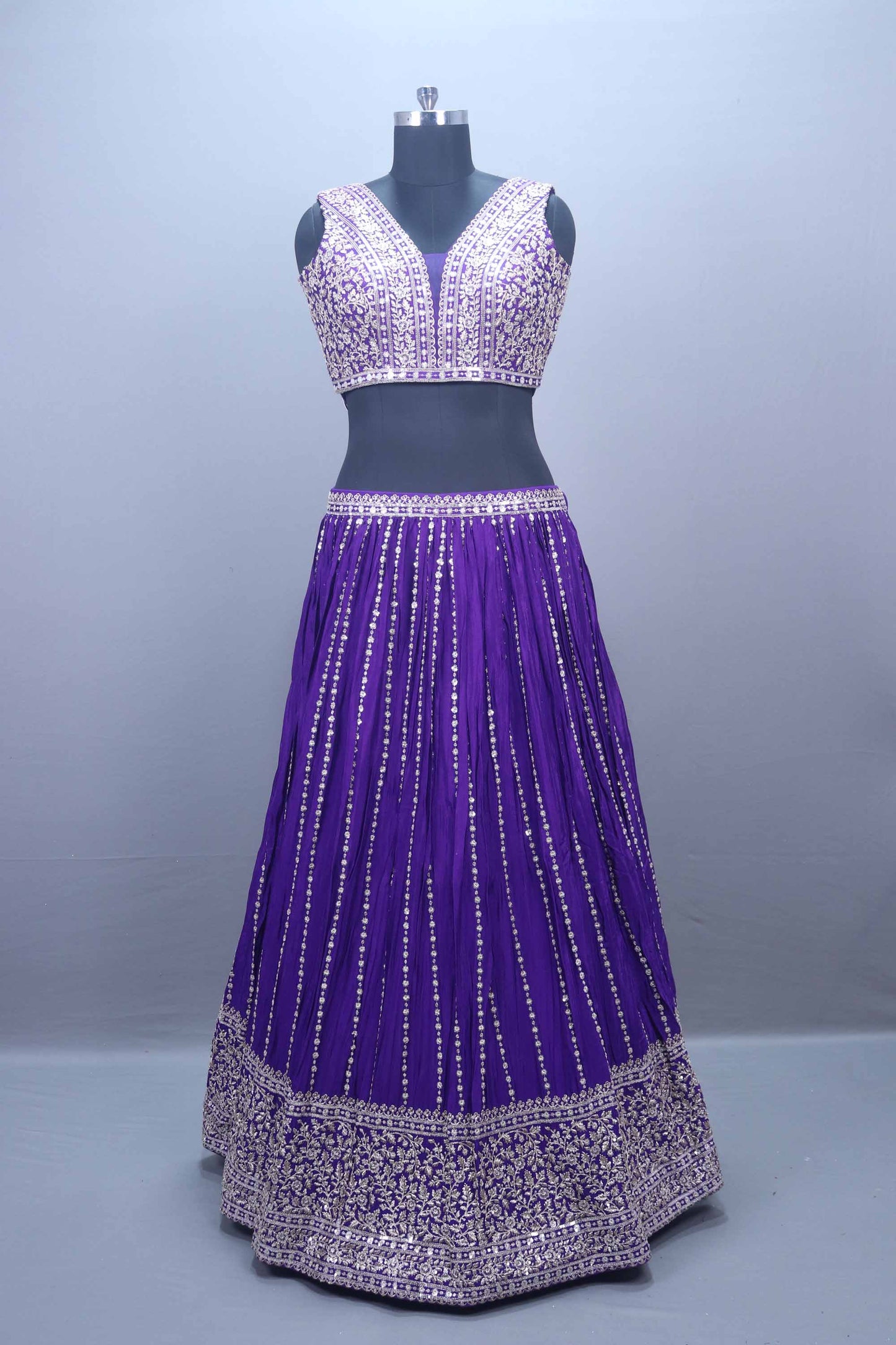 Royal Purple Lehenga Choli with Embroidered Dupatta