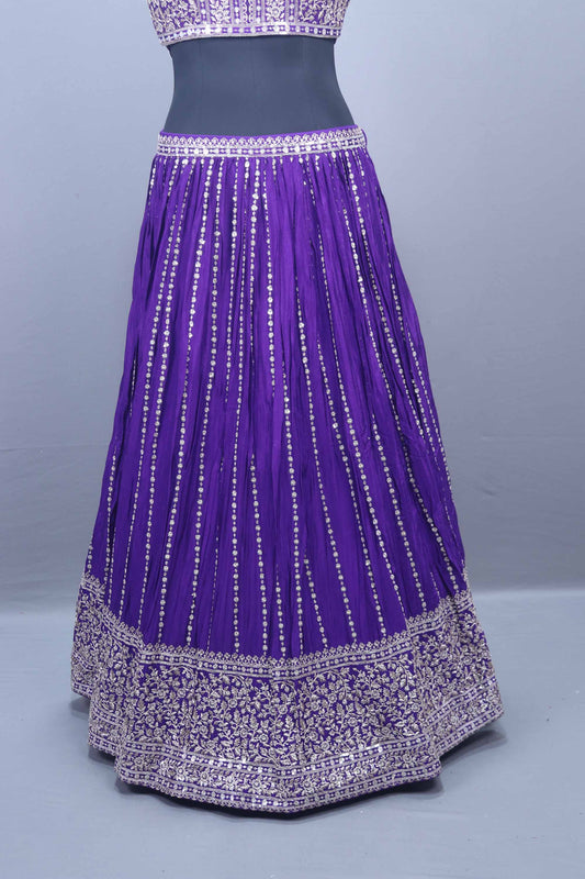 Royal Purple Lehenga Choli with Embroidered Dupatta
