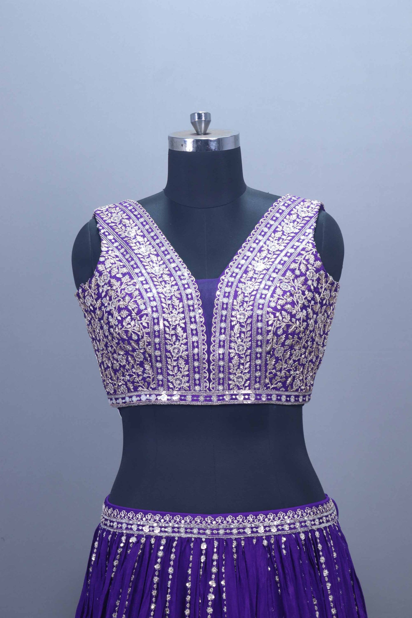 Royal Purple Lehenga Choli with Embroidered Dupatta