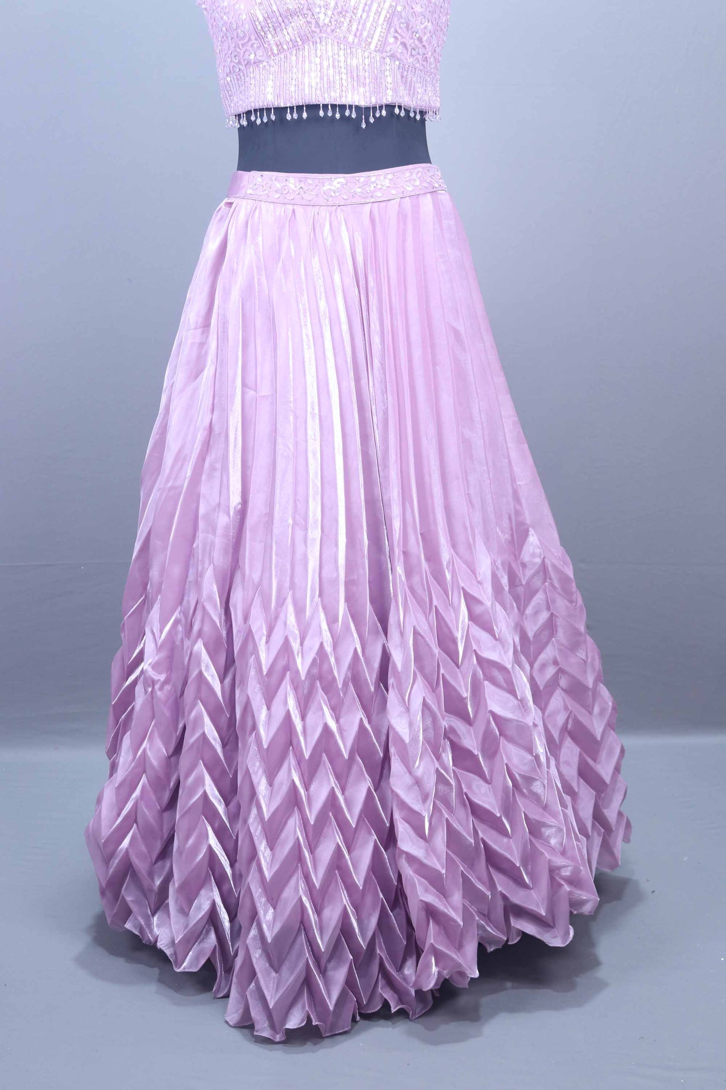 Onion Embroidered Silk Lehenga Choli with Net Dupatta