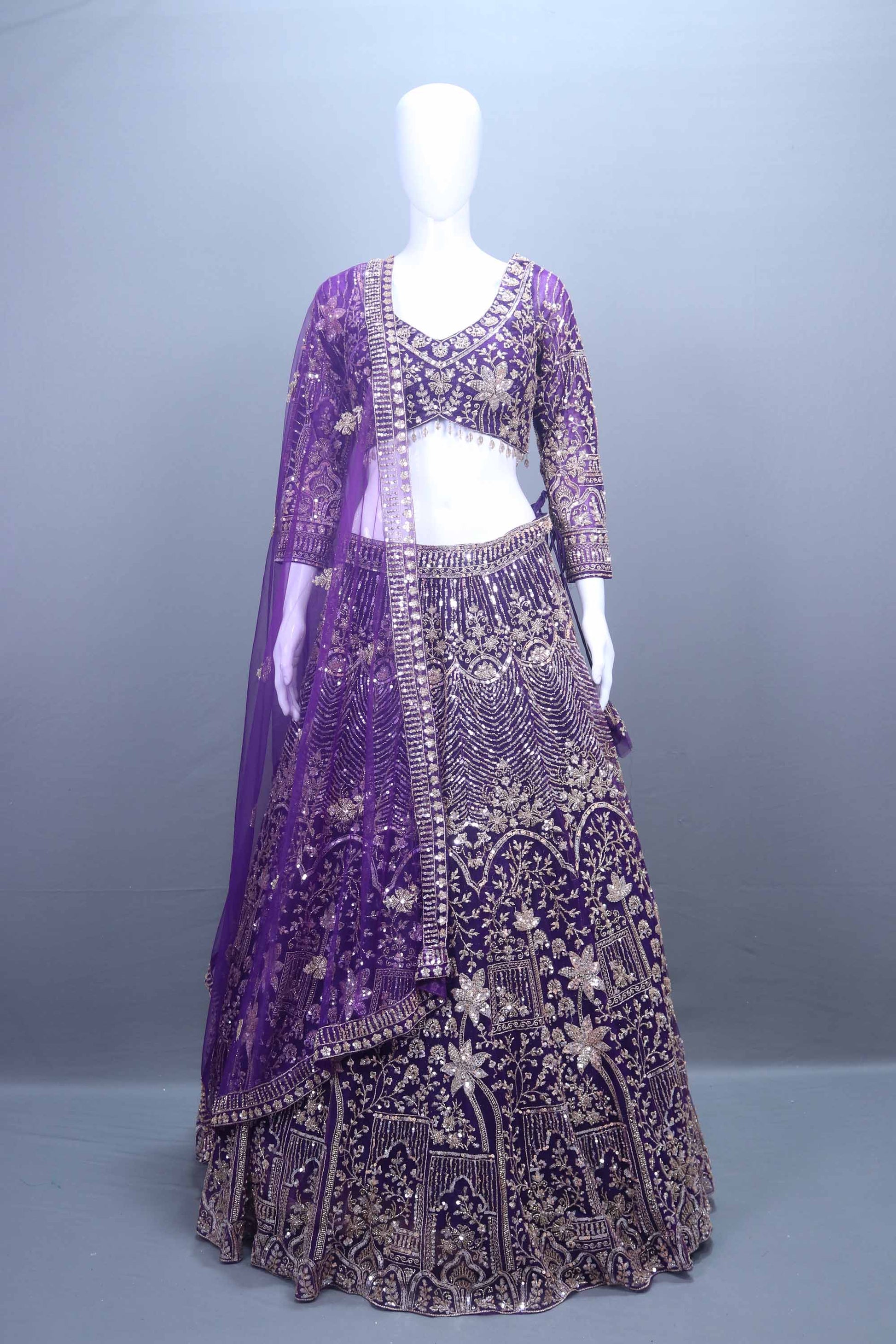 Royal Purple Heavy Lehenga Choli with Net Dupatta