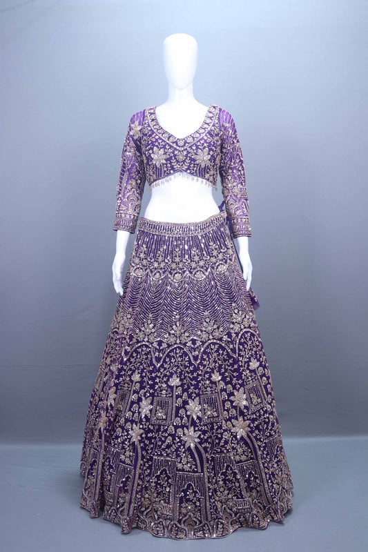 Royal Purple Heavy Lehenga Choli with Net Dupatta
