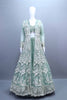 Designer Mint Green Embroidered Net Anarkali Gown Long Jacket 