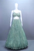 Designer Mint Green Embroidered Net Anarkali Gown Long Jacket