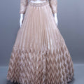 Beige Net Embroidered Pleated Lehenga Choli with Dupatta