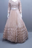 Beige Net Embroidered Pleated Lehenga Choli with Dupatta