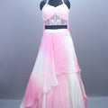 Stylish Pink Ombre Embroidered Lehenga Set  Halter Neck Blouse 