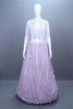 Pastel Lavender Embroidered Net Lehenga Set Crop Top and Cape Designer 