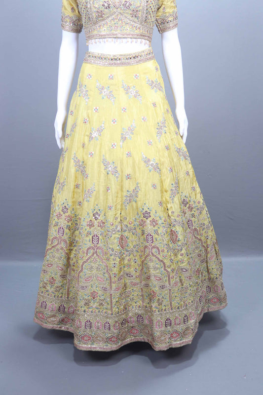 Yellow Embroidered Silk Lehenga Choli Designer Festive Wear