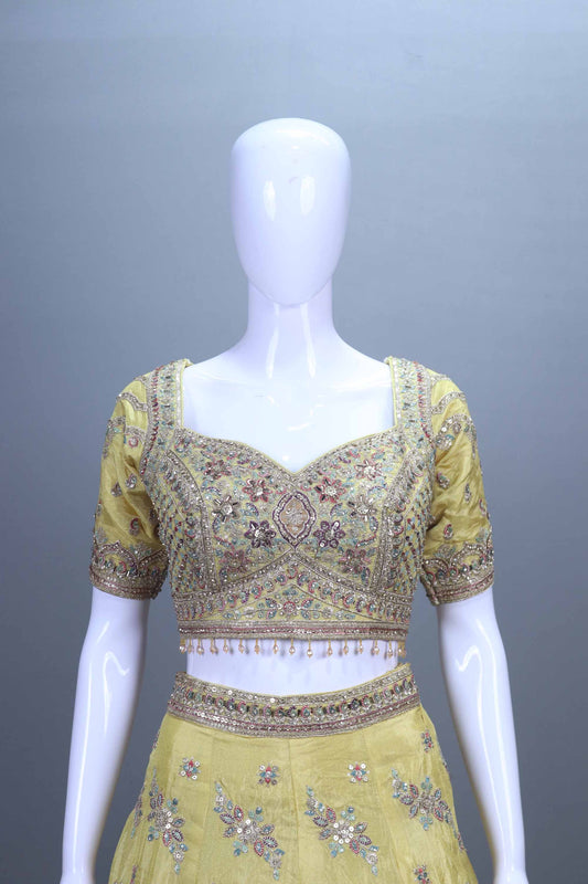 Yellow Embroidered Silk Lehenga Choli Designer Festive Wear