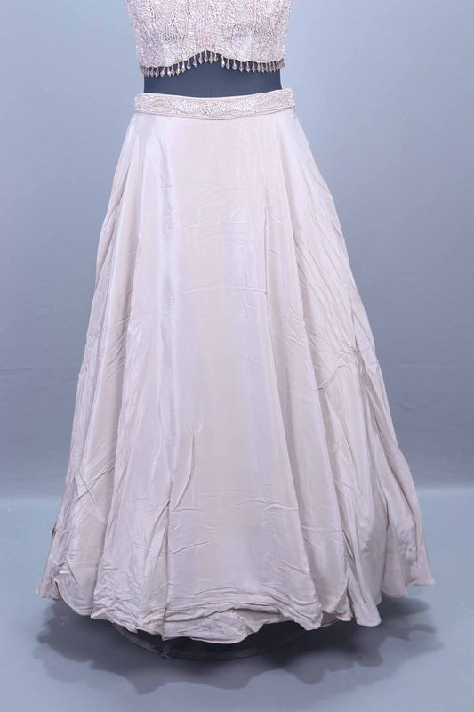 Beige Satin Embellished Lehenga Choli Designer Blouse