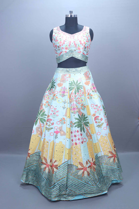 Designer Pastel Blue Lehenga Choli with Dupatta