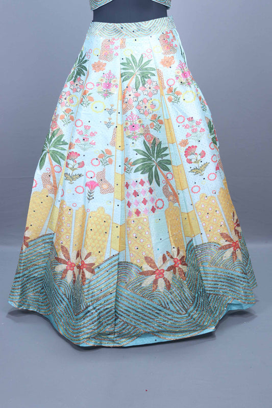 Designer Pastel Blue Lehenga Choli with Dupatta