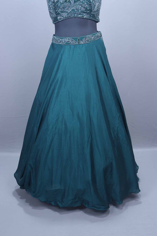 Green Embroidered Designer Lehenga Choli with Net Dupatta