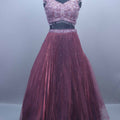 Wine Purple Embellished Net Designer Lehenga Choli with Dupatta
