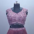 Wine Purple Embellished Net Designer Lehenga Choli with Dupatta