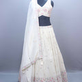Ivory White Embroidered Silk Lehenga Choli with Dupatta