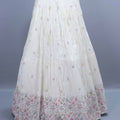 Ivory White Embroidered Silk Lehenga Choli with Dupatta