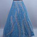 Sky Blue Mirror Work Designer Lehenga Choli with Net Dupatta