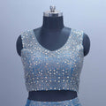 Sky Blue Mirror Work Designer Lehenga Choli with Net Dupatta