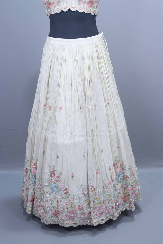 Elegant Off White Embroidered Lehenga Choli Festive Wear Lehenga
