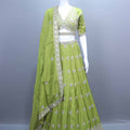 Olive Green Embroidered Silk Lehenga Choli with Dupatta

